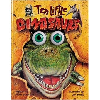 Ten Little Dinosaurs… the book for kids who love dinosaurs.  Enthusiastically illustrated by fantasy artist Jim Harris.